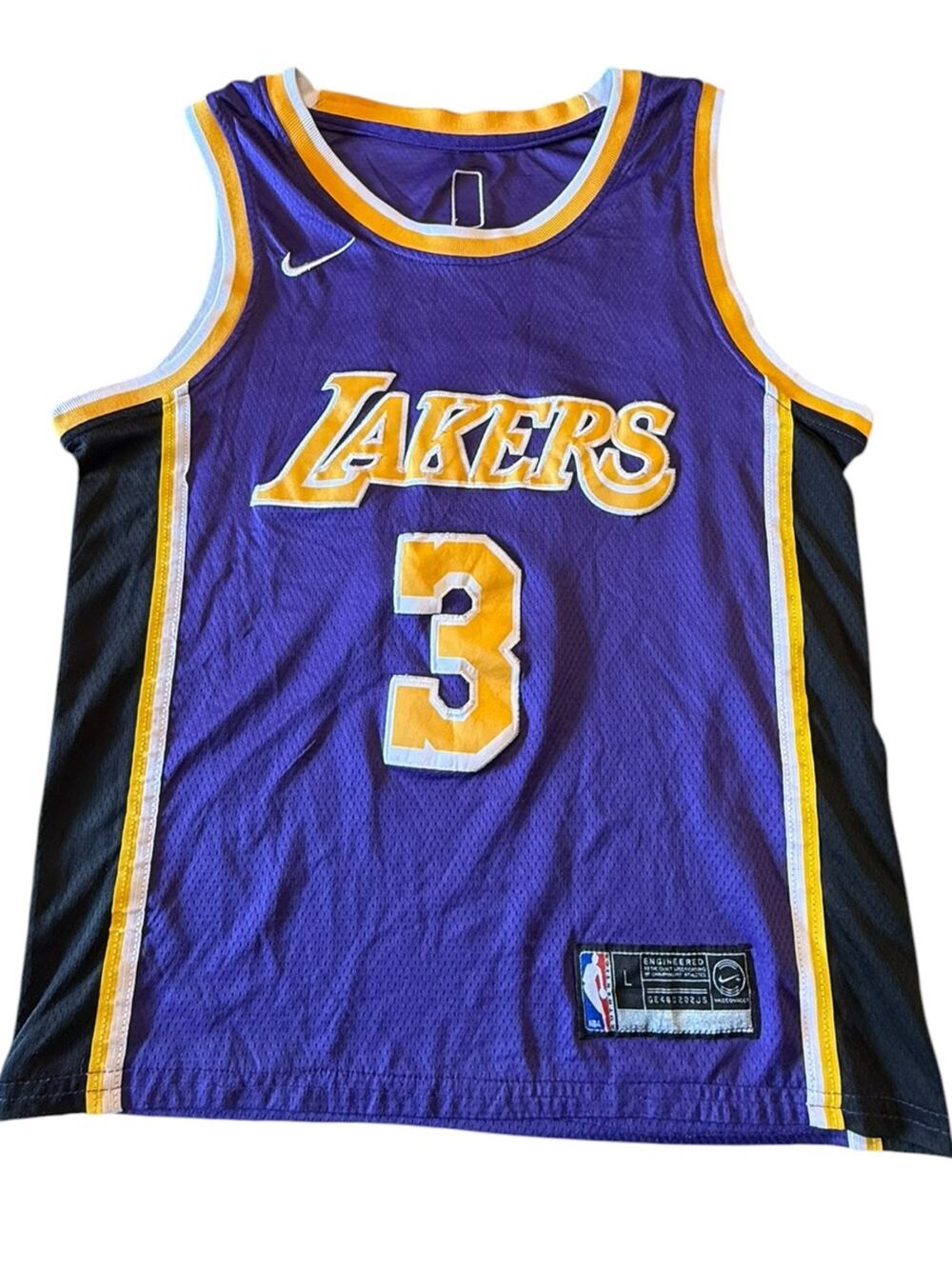 NBA Lakers Purple & Gold Los Angeles Lakers #3 Basketball Jersey Youth Large